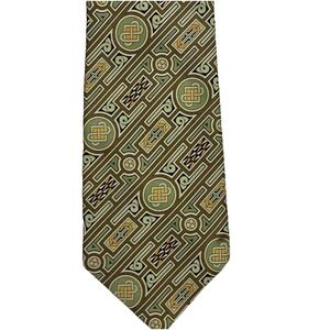 BSL Celtic Tie Collection Ireland Polyester‎ Green Gold Necktie apprx 58"×3.5"